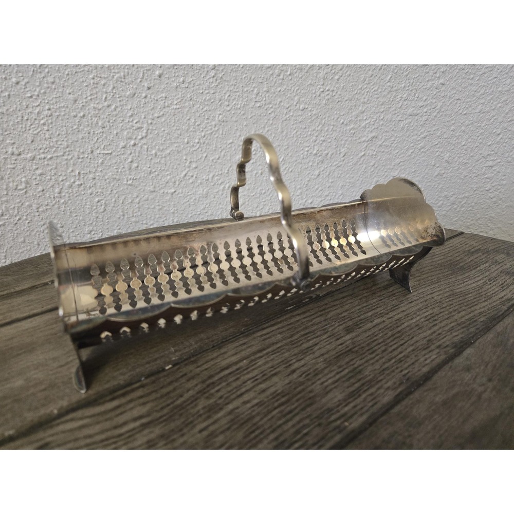 Silver Plated Vintage Biscuit Or Cracker Serving Basket Mid 20th Century England